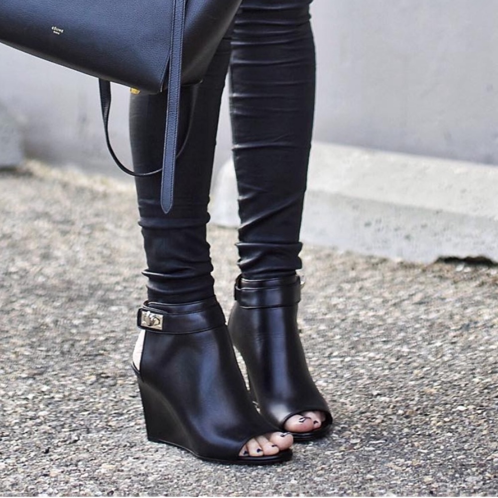Givenchy Shark Lock Ankle Wedge Booties